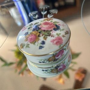 Vintage Sadler England Floral Dresser Pink Roses Trinket Box Dish